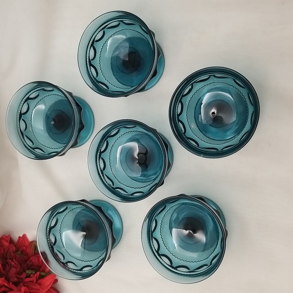Indiana Colony Kings Crown Blue Sherbet Dishes - Picture 2 of 14